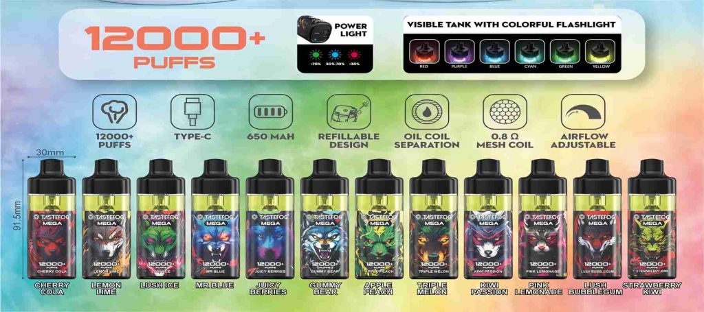 Featuers of Tastefog Mega 12000 Puffs