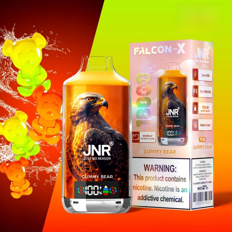 New JNR Falcon X 18000 Puffs Digital Display Zero Nicotine Disposable Vapes 7