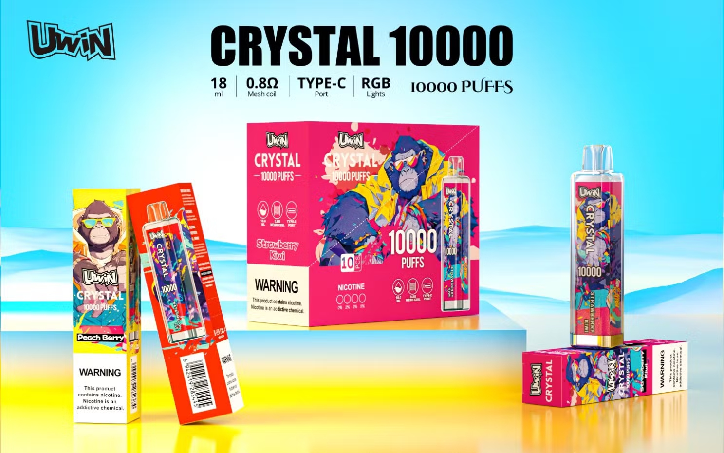 Wholesale Uwin Crystal 10000 Puffs Non Nic Salt Disposable Vape Bar 8